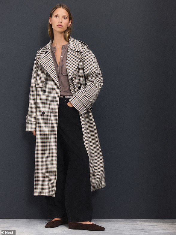 A trench coat is an Autumn wardrobe essential, and this Neutral Check Trench Coat is a great option at £85