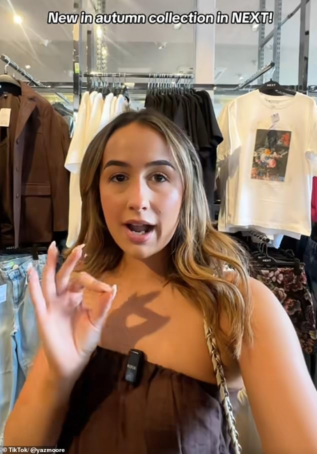 UK-based content creator Yaz Moore (pictured) raved about Next's new Autumn collection on TikTok