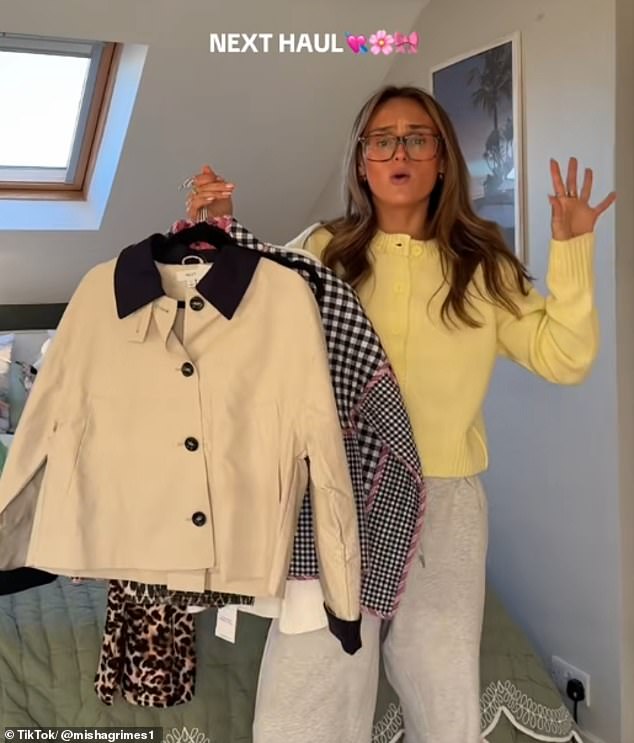 Misha Grimes (pictured), from the UK, took to TikTok to showcase her new clothing items from Next