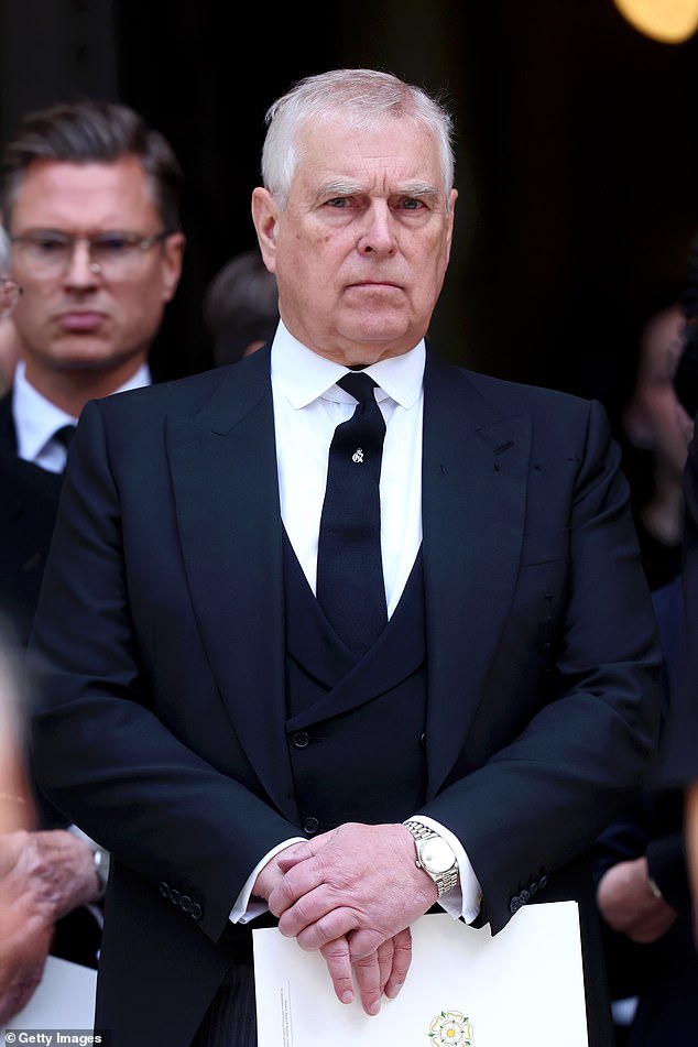 Prince William fully supported the King's decision to strip Andrew (pictured) of his Prince title and evict him from Royal Lodge