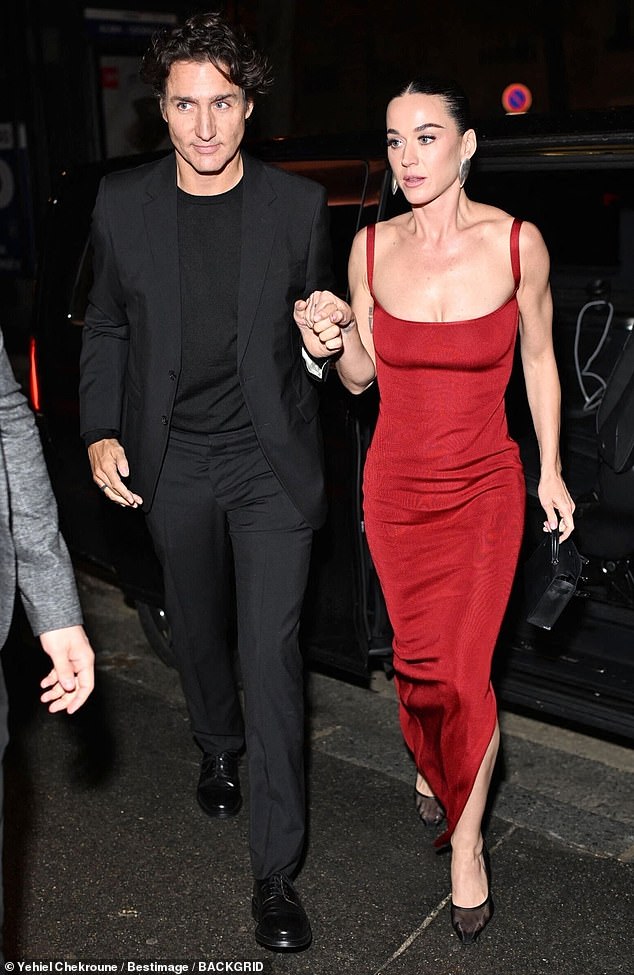 The hitmaker finally confirmed her romance with the former Canadian PM during her show in Prague last week (pictured together last month)