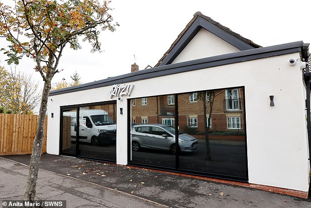 Williams appears to be frantically waving a huge knife around and shouting as terrified customers run to the back of the barber shop (Pictured: Ritzy Barbers in Peterborough)