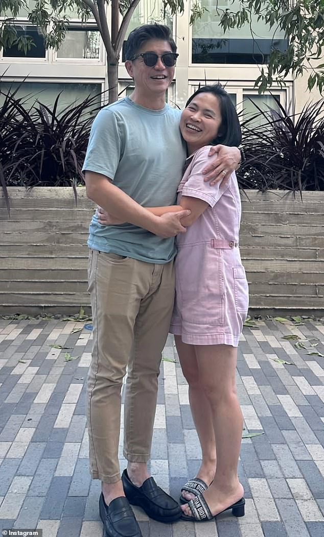 Kang with his wife, Goeun Kim - the couple still live in California