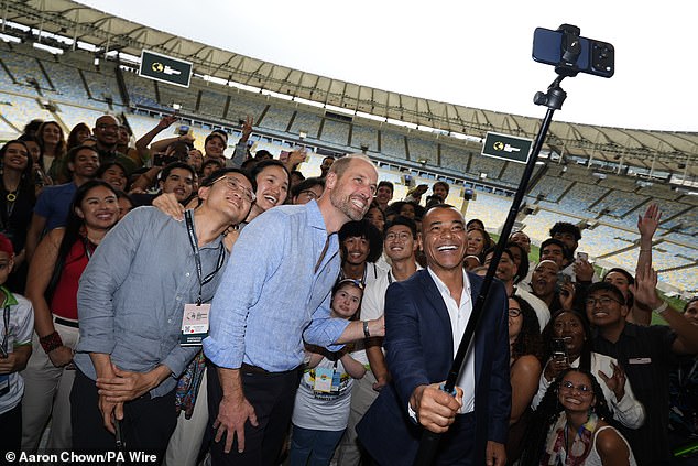 The royal was joined by Brazilian football legend Cafu - the most capped Brazilian player ever - for his trip to the sporting arena
