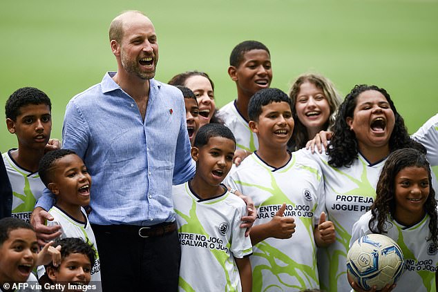 When the future King first arrived pitch-side he met a group of volunteers from the project using football to connect with young people, and asked them 'My team's Aston Villa, have you heard of them - you don't have to say yes'