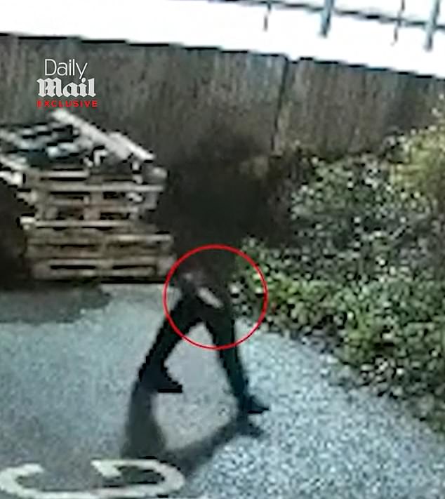 A man was seen fleeing Huntingdon station in the aftermath of the incident, as captured in CCTV footage exclusively obtained by the Daily Mail