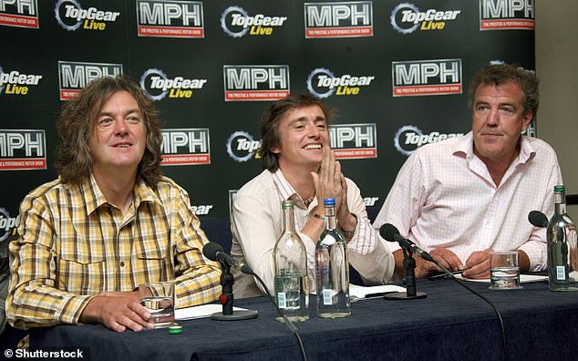 Helen was shown an image of James May (L), but she took her time to figure out who the huge star was, leaving everyone baffled; pictured L-R James, Richard Hammond, Jeremy Clarkson in 2008