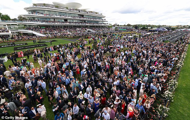MELBOURNE, AUSTRALIA - NOVEMBER 04: A general view during Melbourne Cup Day at Flemington Racecourse on November 04, 2025 in Melbourne, Australia. (Photo by Daniel Pockett/Getty Images)