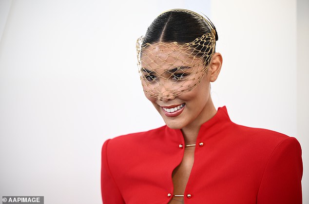 Stella Klim poses for photographs at Flemington Racecourse ahead of the 2025 Melbourne Cup at Flemington in Melbourne, Tuesday, November 4, 2025. (AAP Image/Joel Carrett) NO ARCHIVING, EDITORIAL USE ONLY