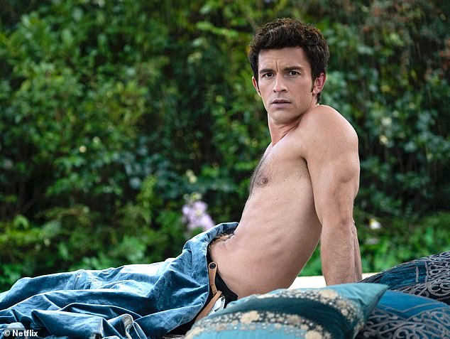 He is seen shirtless in the raunchy show