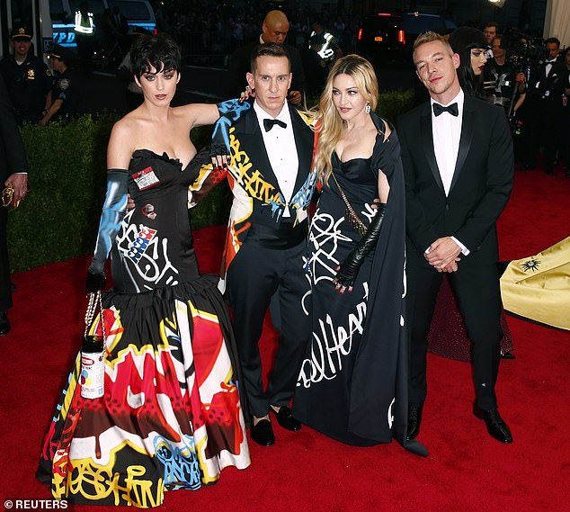 Diplo and Perry pictured in a group photo with Jeremy Scott and Madonna at the Met Gala in 2015