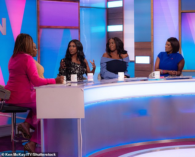 While Oti, 35, Judi, 45, and Kelle, 50, were all wearing a poppy pin on their clothing, Charlene had opted not to place one on her pink jacket