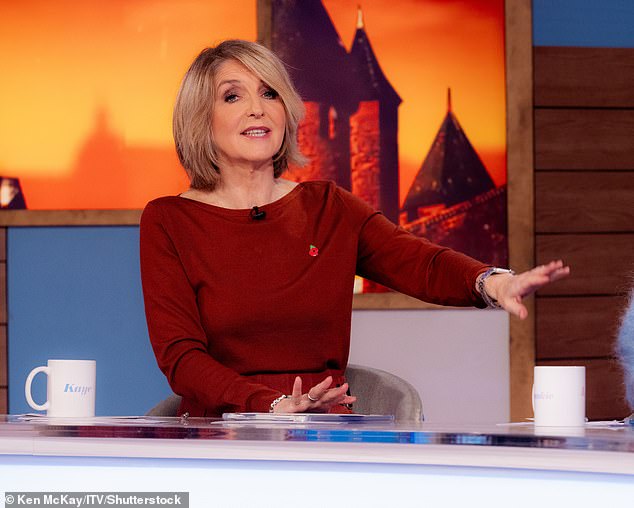 ITV presenters are seen wearing poppies in the weeks leading up to Remembrance Day (pictured: Kaye Adams)