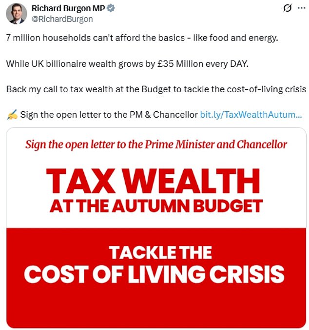 Labour MPs responded to Ms Reeves by insisting she must not try to raise more money from the 'working class'