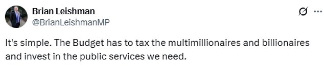 Brian Leishman, currently suspended from the Labour whip, also weighed in