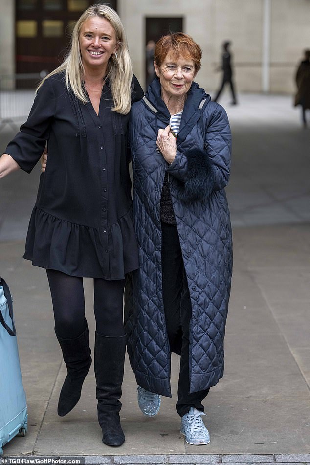 Celia Imrie is all smiles as she arrives at the BBC