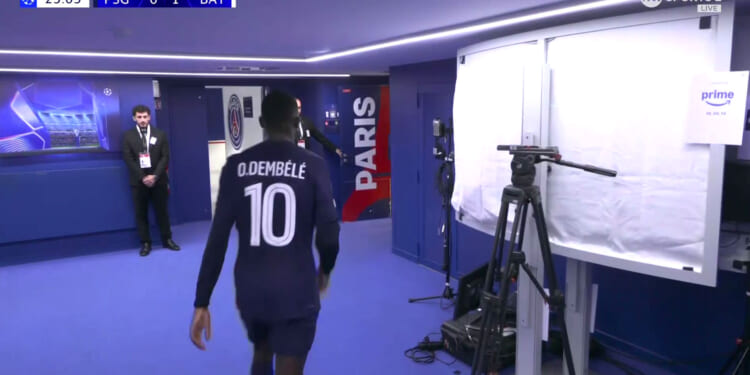 Ousmane Dembele storms straight down tunnel as he's forced off seconds after PSG star's goal disallowed
