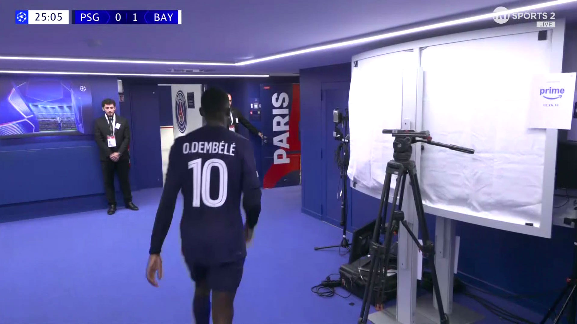 Ousmane Dembele storms straight down tunnel as he's forced off seconds after PSG star's goal disallowed