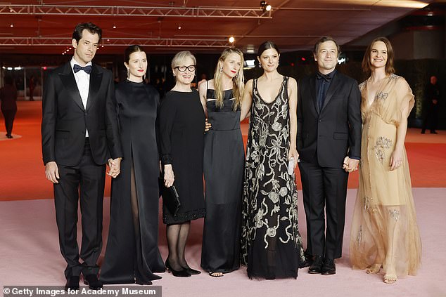 Streep is seen with her children and in-laws Grace Gummer and husband Mark Ronson, Mamie Gummer, Louisa, Henry Wolfe and Tamryn Storm Hawker in 2023
