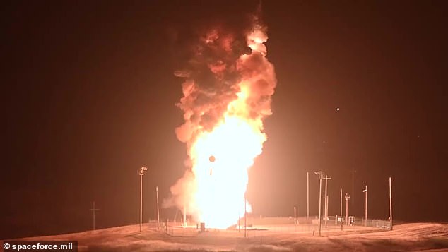 Officials emphasized that the upcoming test is a routine exercise scheduled years in advance. Pictured is a previous launch of the ICBM