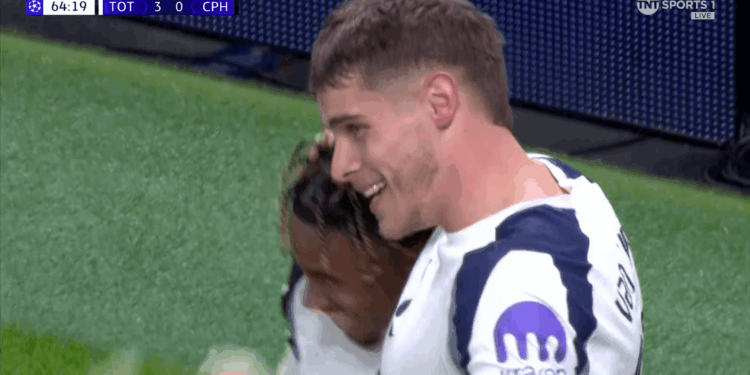 Micky van de Ven scores absolute worldie for Tottenham against Copenhagen after picking up the ball near his OWN BOX