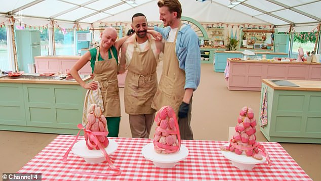 For the technical challenge, they had to create a tower of exquisite madeleines filled with lemon curd and decorated with white chocolate