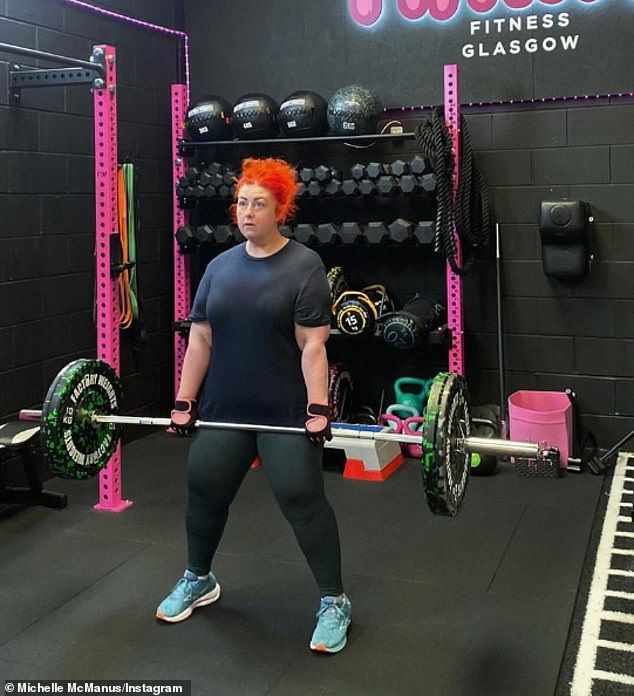 The singer, who is based in Glasgow, shared snaps of herself working out with dumbbells and a weighted barbell