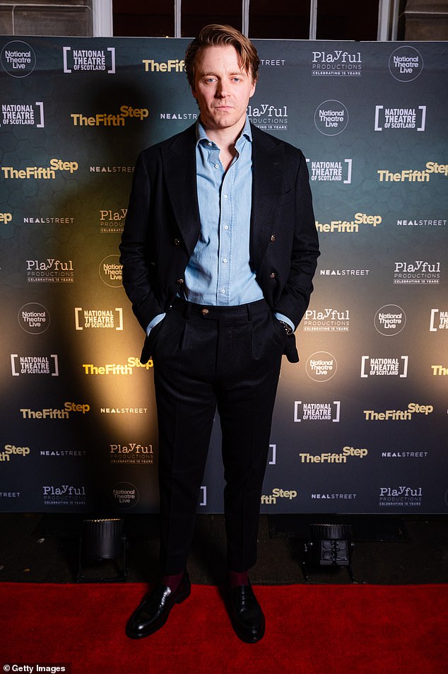 The Pop Idol star attended the global screening of David Ireland's play about two men in Alcoholics Anonymous, starring Slow Horses star Jack Lowden (pictured) and Martin Freeman