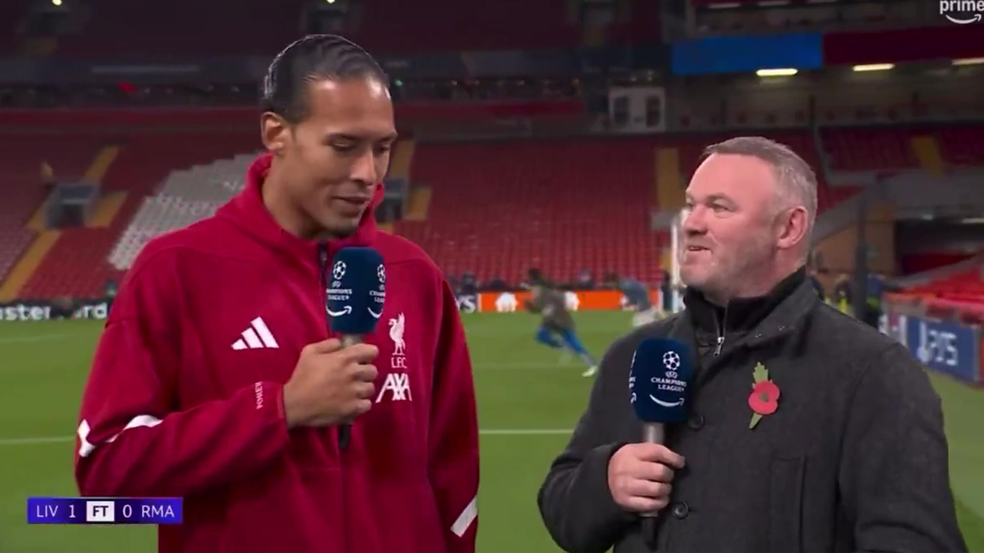 Virgil van Dijk calls out Wayne Rooney on live TV after Liverpool's statement victory over Real Madrid