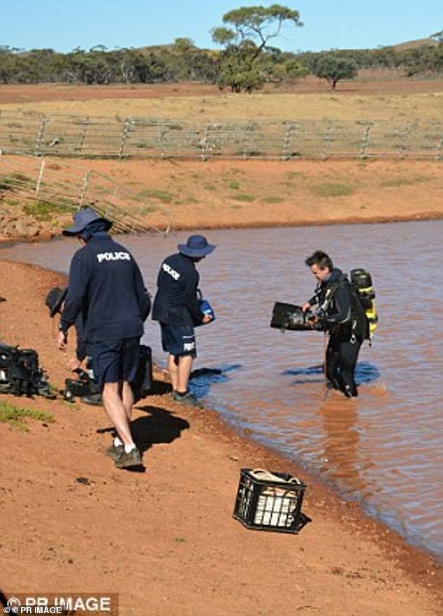 Investigators drained a dam near Gus' grandparents place near Yunta (pictured)