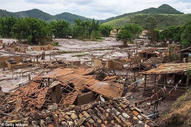 Paracatu de Baixo district destroyed due to the mud tsunami after the collapse of Samarco's Fundao mining dam in November 2015