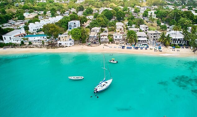 Alleynes Bay on the west coast of Barbados in the Caribbean