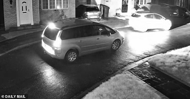 Neighbour Jan Krawczenko, 46, can then be seen driving back up the road after the man who attacked his car, to investigate which house he had entered in the cul-de-sac