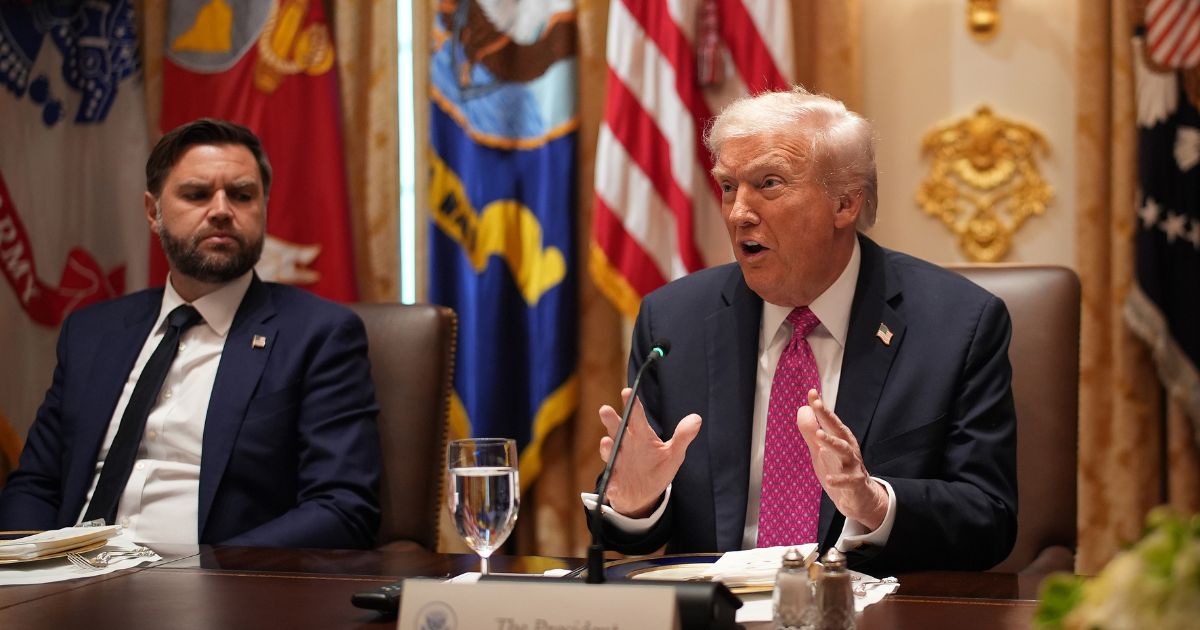 Vice President J.D. Vance looks on as President Donald Trump speaks during a lunch meeting with Ukrainian President Volodymyr Zelensky at the White House on Oct. 17, 2025, in Washington, D.C.