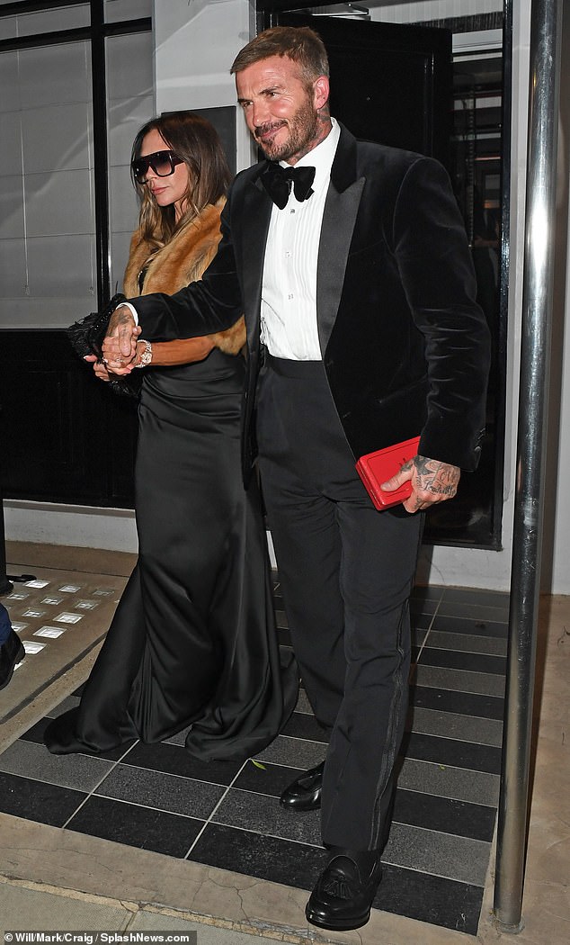 The former footballer celebrated with fashion designer wife Victoria and his family at close friend Gordon Ramsay's Michelin-star restaurant