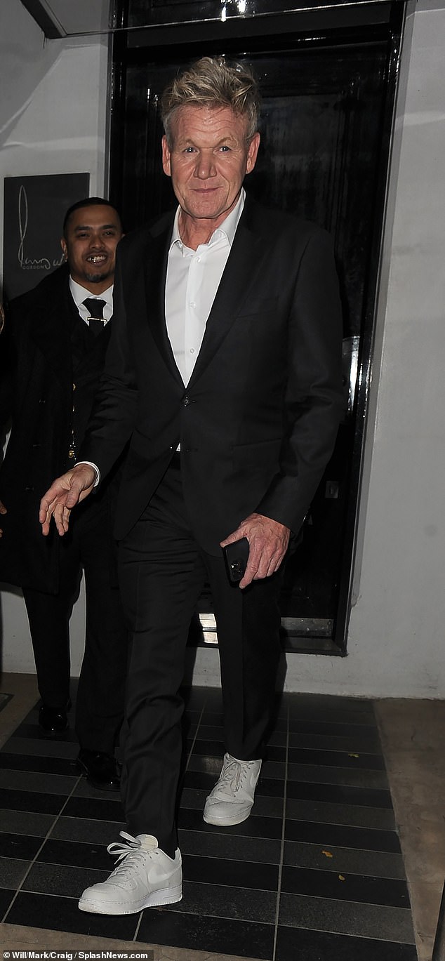 Host Gordon kept comfy in white trainers after a busy night hosting his best pal