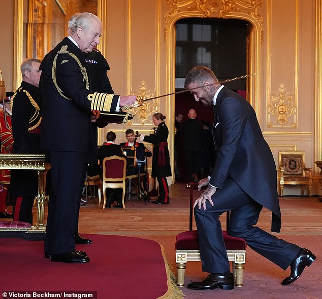 Sir David was made a knight of the British empire for services to sport and charity during Tuesday's investiture