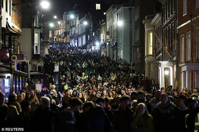 The streets in Lewes were packed tonight as crowds gathered to watch the festivities