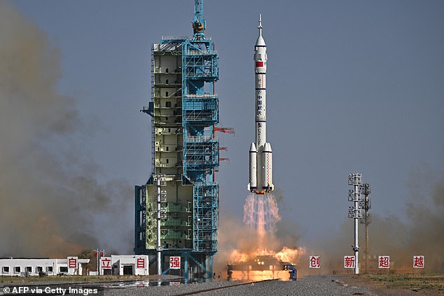 Shenzhou 20 (Pictured) launched in April and was scheduled to return to Earth on Wednesday, but it's believed that space junk damaged their craft