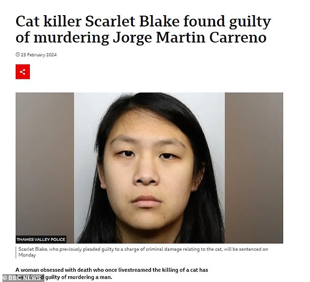Mr Prescott highlighted how in the case of Scarlet Blake, a transgender woman sentenced in February 2024 for the murder of Jorge Martin Carreno, a factory worker, the BBC at first referred to her as a woman