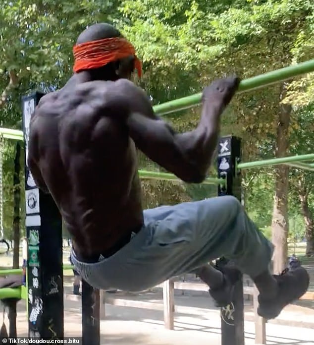 Abdoulaye's TikTok is littered with videos of him performing pull-ups and acrobatics on outdoor gym equipment