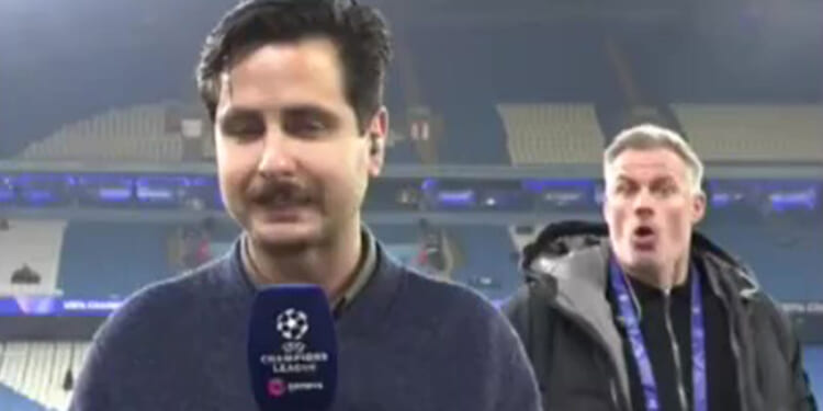 Jamie Carragher red-faced as he makes failed attempt to flee after interrupting foreign Champions League broadcast
