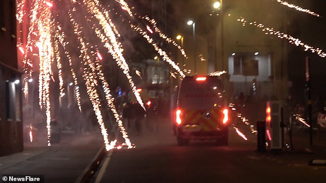 West Midlands Police sent in their riot teams but the shear number of people outnumbered the officers who used shields and batons to keep the crowds at bay
