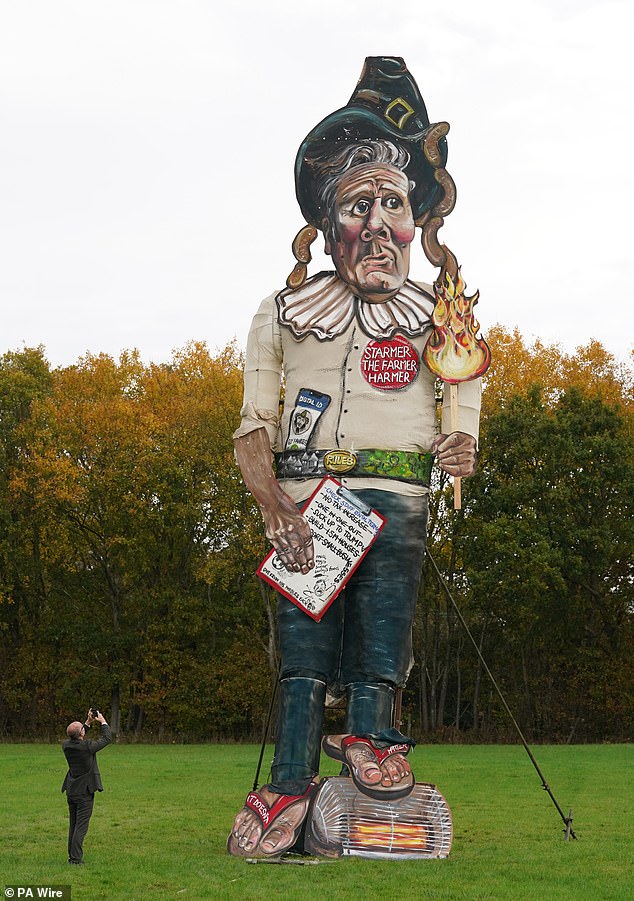 Members of the Edenbridge Bonfire Society unveiled their 'Celebrity Guy' for 2025 - Keir Starmer