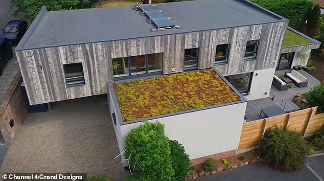 The couple had added a sparkling modern bar onto the kitchen and a light and bright extension, topped with a living green roof