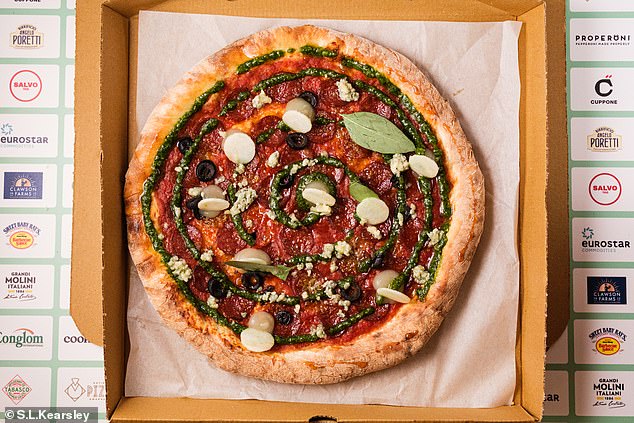National Pizza Chef of the Year went to Antonio Raspone at Mamma Dough. Above: The pizza he created that was judged in the contest