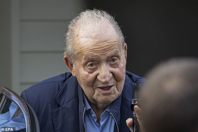 Former Spanish King Juan Carlos I leaves a restaurant in O Grove, Pontevedra, northwestern Spain, November 5, 2025