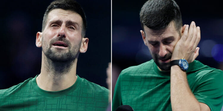 Novak Djokovic, 38, breaks down in tears on court after emotional tribute to late ‘tennis father’