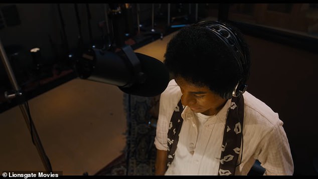 The anticipated teaser kicked off with Jaafar playing a young Michael inside a studio as a voiceover said, 'I know you have been waiting a long time for this'