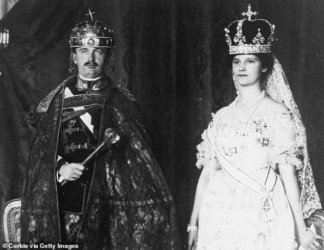 Charles I sent the diamond to Switzerland for protection as he took exile (photo of Charles I with Queen Zita Von Bourbon-Parma)